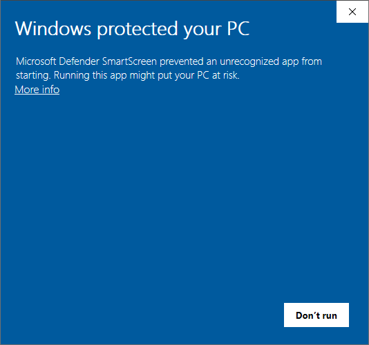 Aviso do Microsoft Defender SmartScreen